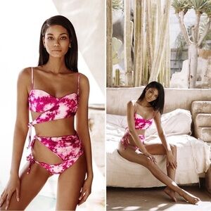 Beach Bunny x Chanel Iman Pink Tie Dye Skimpy Bikini Bottoms Size S